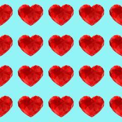 Seamless vector pattern with triangular hearts. Can be used for wallpaper, pattern fills, web page background, fabric, surface textures, gifts, wrapping paper. scrapbooking. 