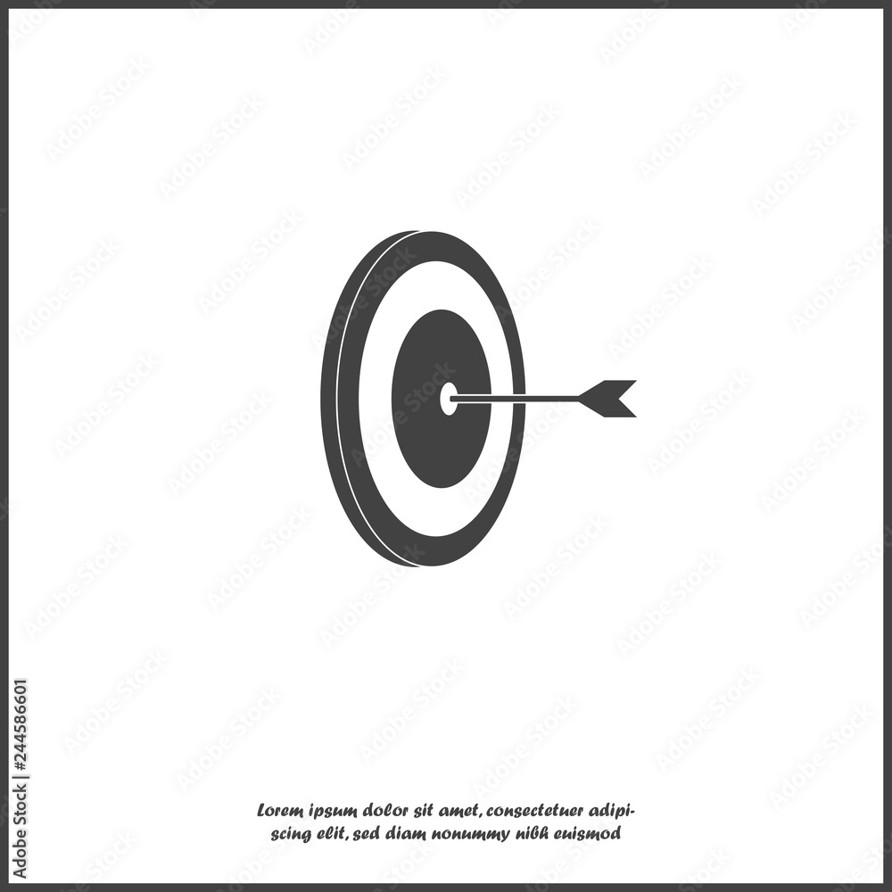 Poster vector image of target pierced arrow. flat vector illustration dart icon on white isolated backgroun