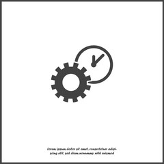 Obraz premium Vector icon gears wheel and clock the working process. Illustration gears in motion on white isolated background.