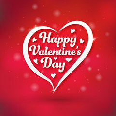 Valentine's day greeting card with heart shape and typography on red background