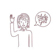 woman with label help girl avatar character