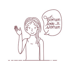 woman with label women love women avatar character