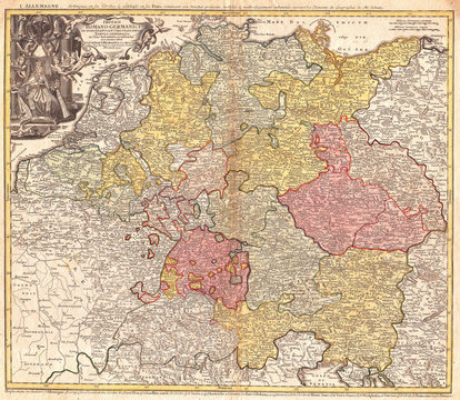1740, Homann Map of the Holy Roman Empire, Germanic Empire