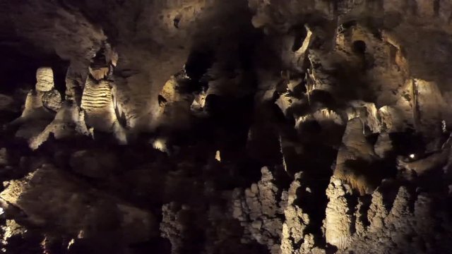 Carlsbad Caverns National Park in New Mexico, United States of America. View of American park with geological rock formations, stalactites, stalagmites, water erosion. Natural beauty in Southwest USA