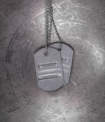 military  tag on a metal background