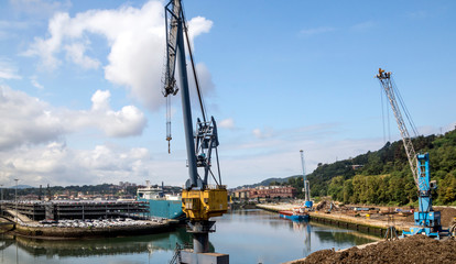Fototapeta premium Port with boats in a village in the Basque Country. It´s a editorial picture.