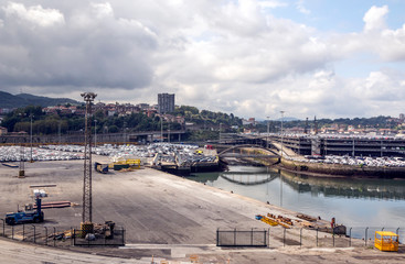 Port with boats in a village in the Basque Country. It´s a editorial picture.