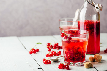 Infused water with red currant and sugar