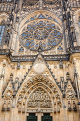 Details of the facade of the Metropolitan Cathedral of Saints Vitus, Wenceslaus and Adalbert in Prague