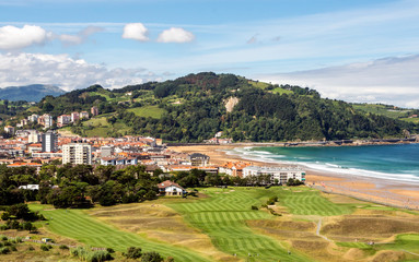 Zarautz by the sea in the Basque country, Spain, on a sunny day