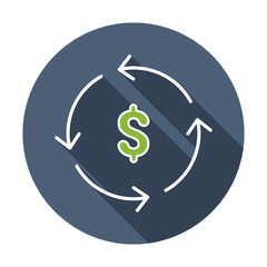 Money flow icon flat symbol. Isolated vector illustration of icon sign concept for your web site mobile app logo UI design. Vector illustration