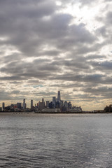 View on the skyscrapers of Manhattan New York and the Hudson river in winter from Weehawken - 2