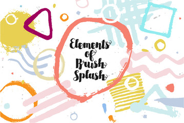 Color brush splash, drawn elements.