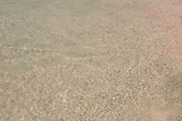 Fototapeta na wymiar Elafonisi beach clean water ripple background. Paradise beach with turquoise water and pink sand, Greece. Crete Island landmark