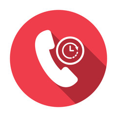 Phone call icon, technology icon with clock sign. Phone call icon and countdown, deadline, schedule, planning symbol. Vector illustration