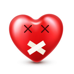 Fototapeta premium Heart smiley emoji vector for Valentines Day. Funny red face with expressions and emotions. Love symbol.