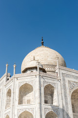 Fototapeta na wymiar Taj Mahal with blue, clear sky, India