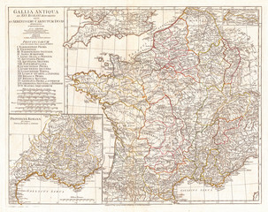 1794, Anville Map of Gaul, Gallia or France in ancient Roman Times