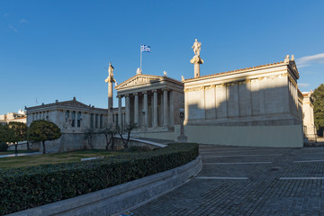 Obraz premium Sunset view of Academy of Athens, Attica, Greece