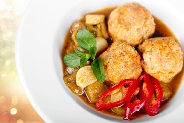 Vegetable soup isolated on a white background