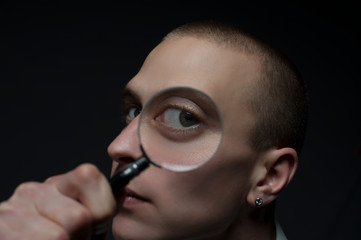 Portrait of a curious young handsome guy