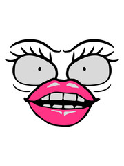 weiblich mund gesicht lippen hübsch verrückt monster frau große augen angst erstaunt comic cartoon lustig anime clipart