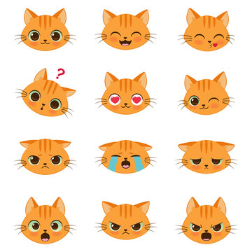 Cute Cartoon Cat Set Stock Illustration - Download Image Now