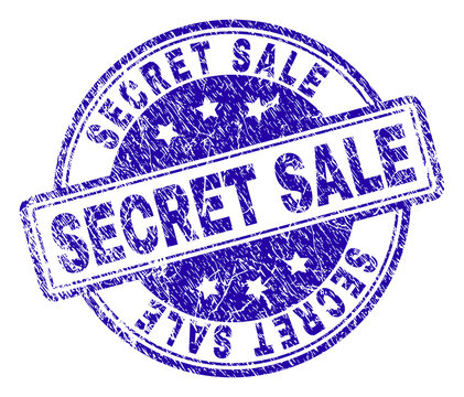 SECRET SALE stamp seal watermark with grunge texture. Designed with rounded rectangles and circles. Blue vector rubber print of SECRET SALE label with grunge texture.