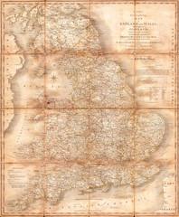 1796, Cary Folding Case Map of England and Wales, John Cary, 1754 – 1835, English cartographer