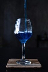 Butterfly Pea Tea. Pour into a glass of blue tea. Welding