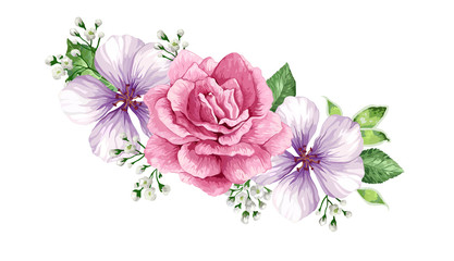 Fototapeta premium Flower frame in watercolor style isolated on white background.