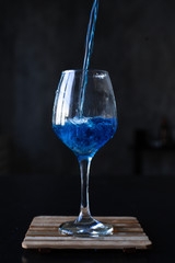 Butterfly Pea Tea. Pour into a glass of blue tea. Welding