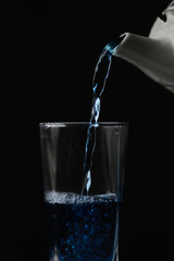 Butterfly Pea Tea. Pour into a glass of blue tea. Welding