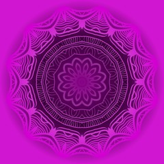 Purple color Mandala flower decoration. Vector floral ornament. Tribal ethnic fashion motif for paper, textile.