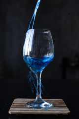 Butterfly Pea Tea. Pour into a glass of blue tea. Welding