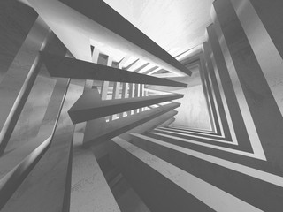 Fototapeta premium Dark concrete empty room. Modern architecture design
