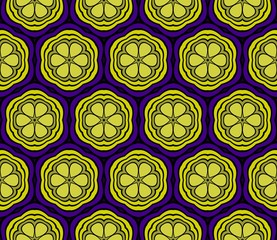 Dark Purple Color Seamless Lace Pattern With Abstract Geometric Flower. Vector Illustration.