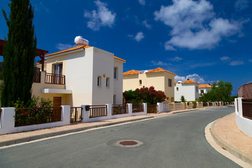 Obraz premium Street with white villas. Ayia Napa. Island of Cyprus.