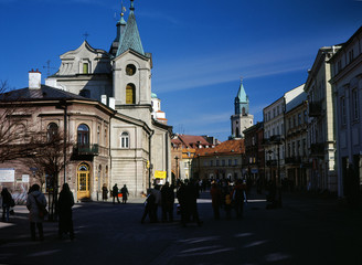 Fototapeta na wymiar Lublin city, Poland: March, 2011: Krakowskie Przedmiescie street
