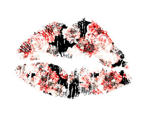 Trendy,lip filled with flowers fashion print. - 244600855