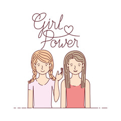 women with label girl power character