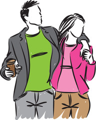 couple man and women vector illustration