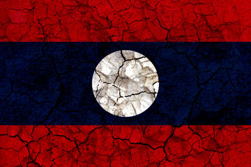 laos country flag painted on a cracked grungy wall