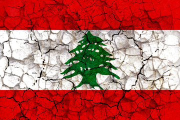 lebanon country flag painted on a cracked grungy wall