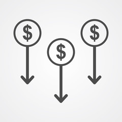 Decrease vector icon sign symbol