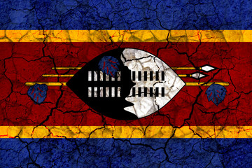 swaziland country flag painted on a cracked grungy wall