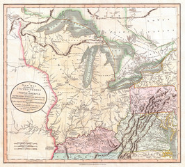 1805, Cary Map of the Great Lakes and Western Territory, Kentucy, Virginia, Ohio, etc.., John Cary, 1754 – 1835, English cartographer
