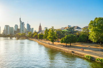 Sunshine over Main river, Frankfurt