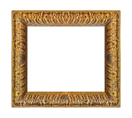 Golden frame for paintings, mirrors or photo isolated on white background