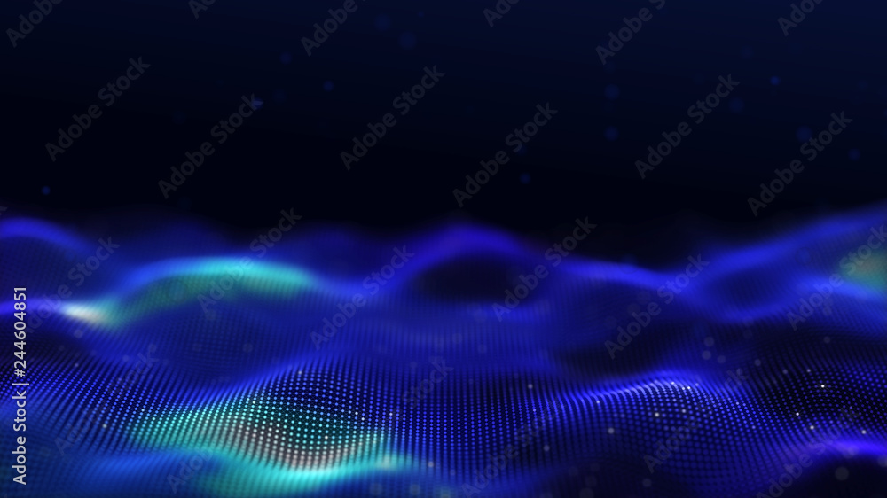Poster 3d abstract digital technology background. futuristic sci-fi user interface concept with gradient do